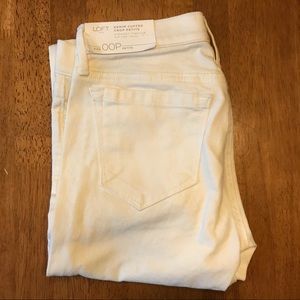 White LOFT Denim Cuffed Crop Petite Jeans